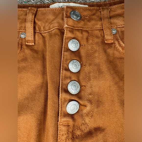 We The Free Free People Rust/Orange Distressed Denim Mini Skirt - Picture 3 of 5